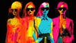 Fashion show pop art collage style neon bold color