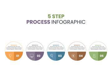 Business data visualization. Process chart. Abstract elements of graph, diagram with 5 steps, options, parts or processes. Vector business template for presentation. Creative concept for infographic