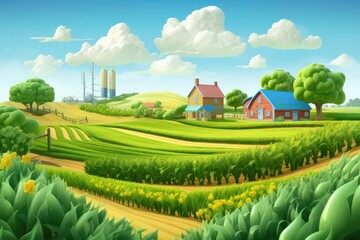 Sticker - Farmland with crops.