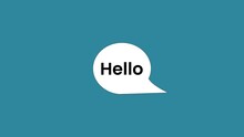HELLO Tag banner, speech bubble and text typography written 