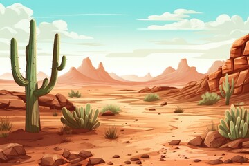 Wall Mural - Rocky desert with cacti