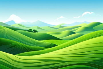 Canvas Print - Rolling hills with lush green grass.