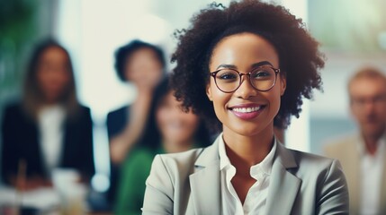 Canvas Print - portrait of business woman and team