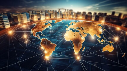 Global business from concepts series, connection symbols communication lines. 