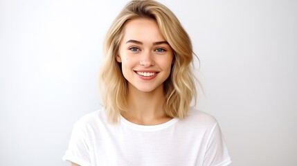 portrait of a lovely young woman isolated on white background