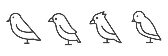 Wall Mural - Simple set of birds icon thin line art. Birds vector symbols isolated on white background. Birds icon set, Thin line pictograms.  Birds icon concept drawing icon line in modern style.