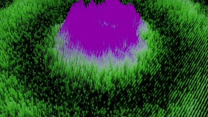 Canvas Print - colorful wave streams on surface of cyber texture. design. wave round dots on surface of cyber field