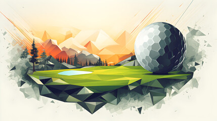 golf ball with ground illustration 