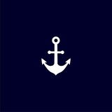 Simple illustration of ship anchor icon for web design isolated on blue background
