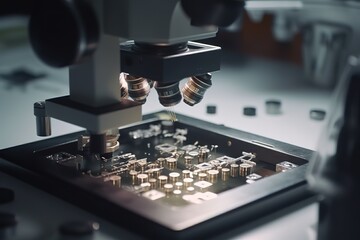 microscope in laboratory. Generative AI