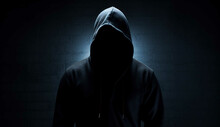 Scary Criminal Alone In Dark, AI Generative, Night, Danger