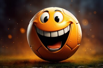 Wall Mural - Happy cartoon football ball