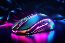 RGB gaming mouse on black background