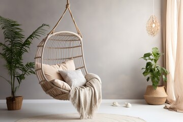 Contemporary Hanging Rattan Chair poolside furniture