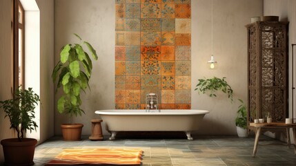 Canvas Print - Indian style digital wall tile decor for home.