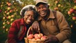 Senior African american couple in a garden with harvest