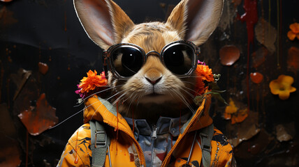 Sticker - Close-up of a cute trendy rabbit