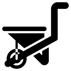 wheelbarrow icon in glyph style isolated on transparent background. Construction tools, vector illustration for graphic design projects