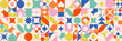 Seamless pattern in bauhaus style. Colorful abstract geometric background in swiss style. Vector illustration.
