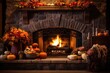 Warm Fireplace with Cozy Thanksgiving Decor