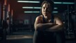 © Irina - Female sad athlete sitting in the gym. A woman girl is upset that she is not losing weight. Sport, training, healthy life, calories, health care, diet and weight loss concept.
