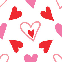 Seamless Pink And Red Heart Pattern