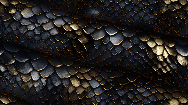 Seamless Tile, Scales, Dragon Hyde, Armor, Snake Skin, Repeating Pattern - Generative AI