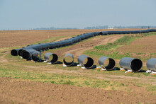 Gas Pipeline Construction, Nestor Kirchner, La Pampa Province , Patagonia, Argentina.