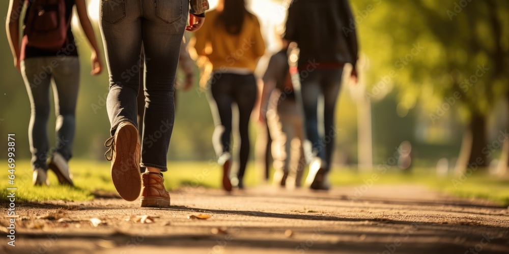 Group of people walking in park. Generative AI Stock Photo | Adobe Stock
