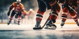 Fototapeta Sport - Team of hockey players playing hockey. Generative AI
