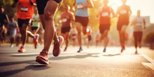Runners At Half Marathon Event. Generative AI
