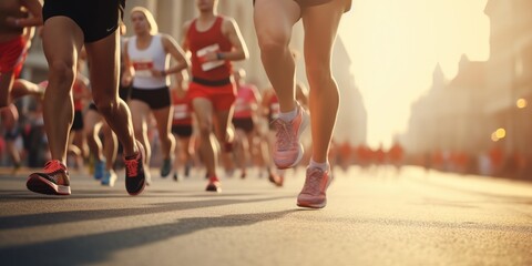 Poster - Runners at half marathon event. Generative AI