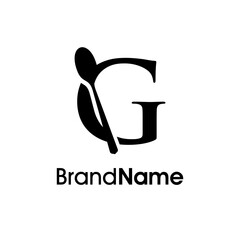 Wall Mural - Luxury Initial G Spoon Logo