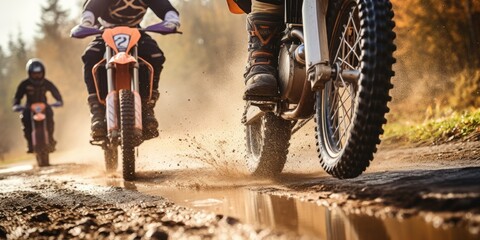 Poster - Group of motocross racers. Generative AI