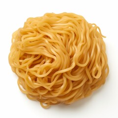 A delicious plate of noodles on a clean white background