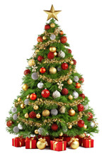 Christmas Tree With Gifts Isolated On Transparent Background
