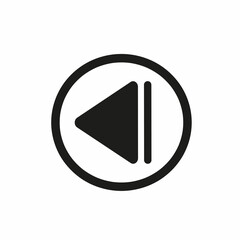 playback line icon, left rewind, sound reduction, highlighted on a white background, left direction icon, flat illustration