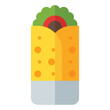 burrito icon in flat style isolated on transparent background. Fastfood icon, vector illustration for graphic design projects