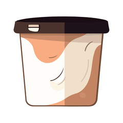 Wall Mural - Smiling cartoon mascot holds plastic coffee mug