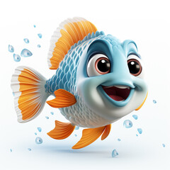 Canvas Print - Cute 3D cartoon fish