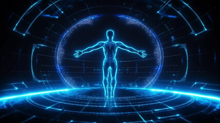 Abstract illustration of human body on technology background