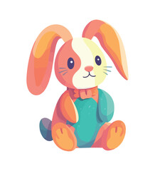 Sticker - Cute rabbit sitting on grass, fluffy fur