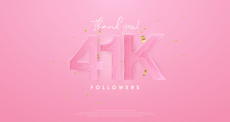 pink background to say thank you very much 41k followers.