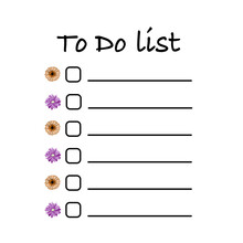 To Do List Template With Floral Decoration Vector Illustration 