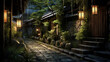 © Hanasaki - 夜の無人の温泉街のイメージ風景