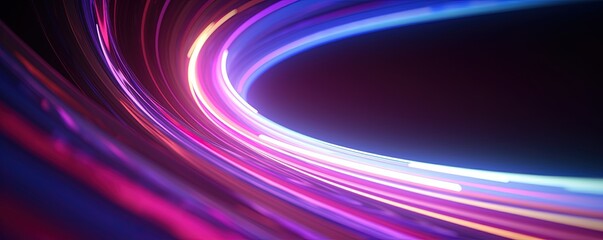 Wall Mural - abstract futuristic background with pink blue glowing neon moving high speed wave lines and bokeh li