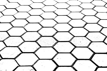 Wall Mural - black and white hexagon silhouette texture background