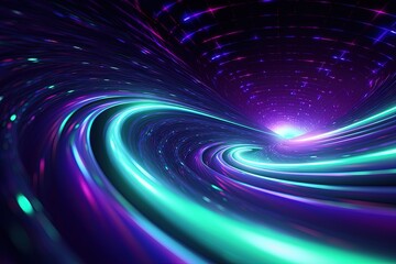 Wall Mural - abstract futuristic background with pink blue glowing neon moving high speed wave lines and bokeh li