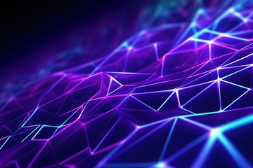 Wall Mural - abstract futuristic background with pink blue glowing neon moving high speed wave lines and bokeh li