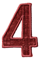 number 4 embroidery patch isolated.